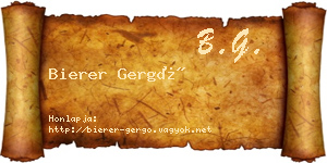 Bierer Gergő névjegykártya